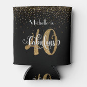 Gold Glitter 40 & Fabulous Typography Birthday Blikjeskoeler (Voorkant)