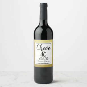 Gold Glitter 40th Birthday Cheers tot 40 jaar Wijn Etiket