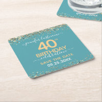 Gold Glitter 40th Birthday Save the Date