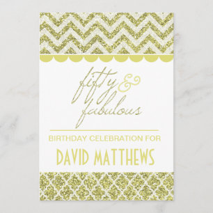 Gold Glitter 50 en Fabulous Birthday Invite Kaart