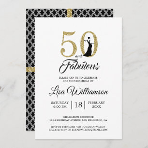 Gold Glitter 50 Fabulous   50e verjaardag Kaart