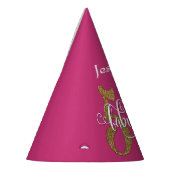 Gold Glitter 50 & Fabulous Typografie op Hot Pink Feesthoedjes (Links)