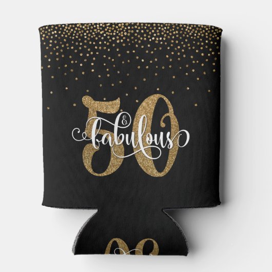 Gold Glitter 50 & Fabulous Typography Birthday Blikjeskoeler (Achterkant)