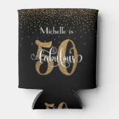 Gold Glitter 50 & Fabulous Typography Birthday Blikjeskoeler (Voorkant)