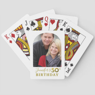 Gold Glitter 50th Birthday Party Foto Pokerkaarten