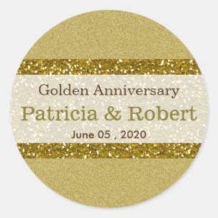 Gold Glitter 50th Golden Wedding Jubileum Ronde Sticker