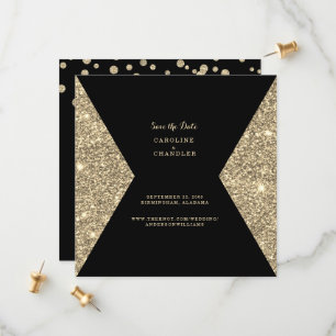 Gold Glitter Afbeelding & B/W Foto Save the Date