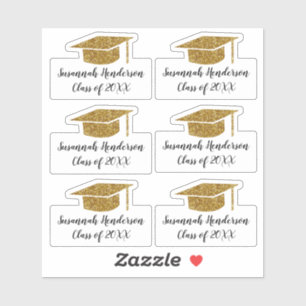 Gold Glitter Afstudeerder Pet Naam jaar Aangepast  Sticker
