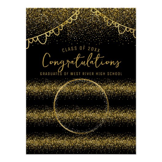 Gold Glitter Afstuderen Celebration Achtergrond Perfect Poster (Voorkant)