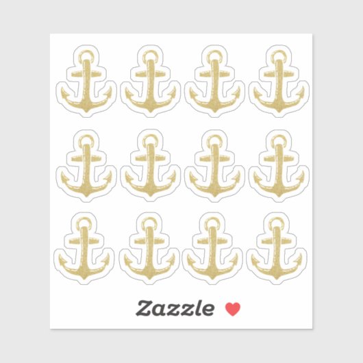 Gold Glitter Anchor Sticker (Vel)