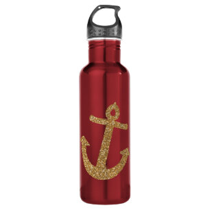Gold Glitter Anchor Waterfles