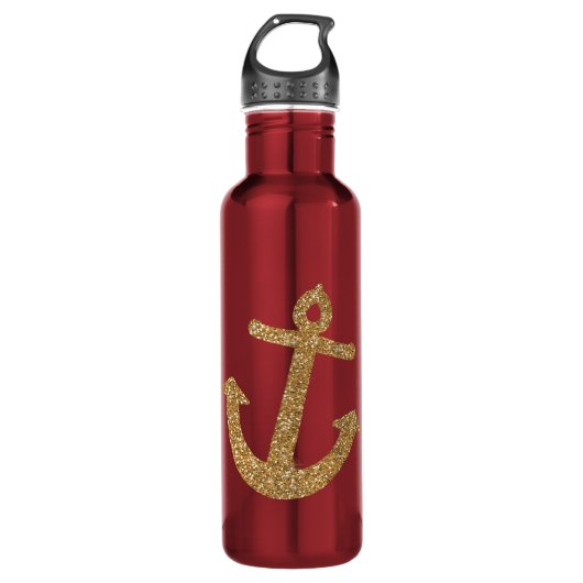 Gold Glitter Anchor Waterfles (Voorkant)
