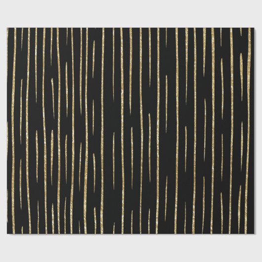 Gold glitter and black stripes birthday  cadeaupapier (Vlak)