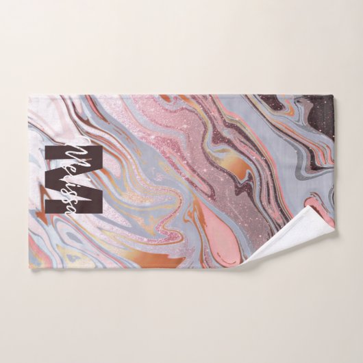 Gold Glitter and Marble Rose Bad Handdoek (Handdoek)