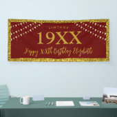 Gold Glitter Any Age Birthday Banner (Beurs)