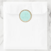 Gold Glitter & Aqua WeduwMonogram Etiket (Tas)