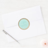 Gold Glitter & Aqua WeduwMonogram Etiket (Envelop)