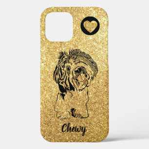 Gold Glitter Artistic Ink Shih Tzu iPhone 12 Hoesj iPhone 12 Hoesje