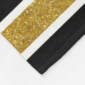 Gold Glitter B&W Stripes met naam en monogram Fleece Deken (Hoek)