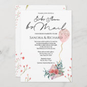 Gold Glitter Ballon Pink Floral Shower by Mail Kaart (Voorkant / Achterkant)