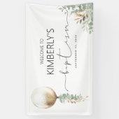 Gold Glitter Balloon Baptisme Spandoek (Verticaal)