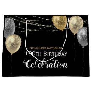 Gold Glitter Balloons 100e verjaardag Groot Cadeauzakje