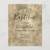 Gold Glitter Baptism Budget Invitations (Voorkant)