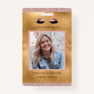 Gold Glitter Beauty Salon Logo Fotolijst ID Badge