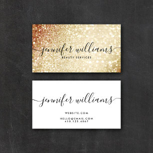 Gold Glitter Beauty Stylist Modern Calligrafie Visitekaartje