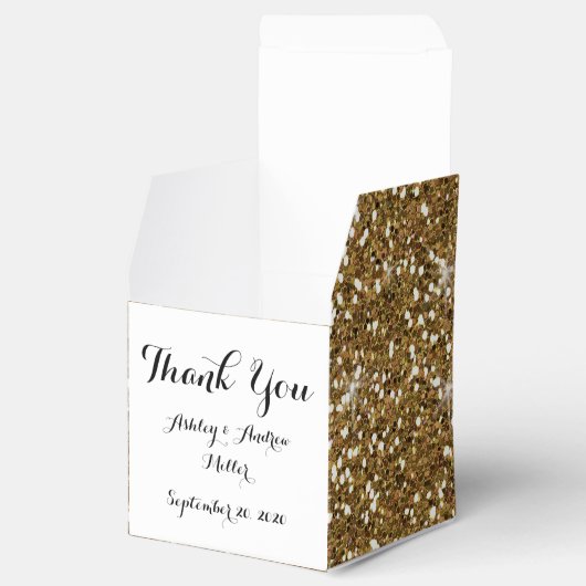 Gold Glitter bedrukt Bedankdoosjes (Geopend)