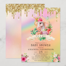 Gold Glitter bestuurt het 'Girl Unicorn Baby showe