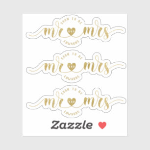 Gold glitter binnenkort Mr en Mrs Wedding Shower Sticker