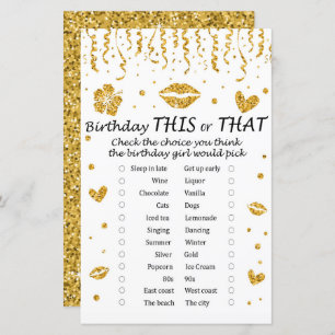 Gold glitter Birthday Dit spel