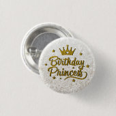 Gold Glitter "Birthday Princess"-Button Ronde Button 3,2 Cm (Voorkant /achterkant)