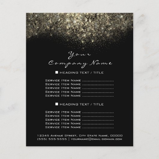 Gold Glitter Black Abstracte Confetti Flyer (Voorkant)