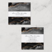 Gold Glitter Black Agate Square Visitekaartje (Voorkant / Achterkant)