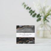 Gold Glitter Black Agate Square Visitekaartje (Staand voorkant)