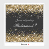 Gold Glitter Black Bridesmaid-voorstel Cadebox Sticker (Vel)