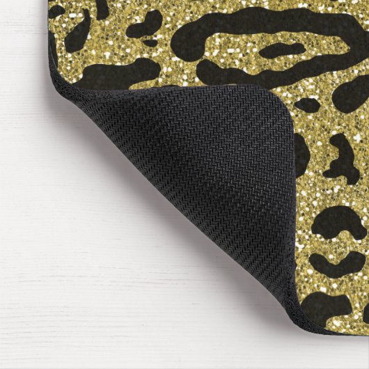 Gold Glitter Black Cheetah Leopard Animal Print Muismat (Hoek)