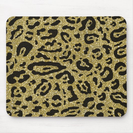 Gold Glitter Black Cheetah Leopard Animal Print Muismat (Voorkant)