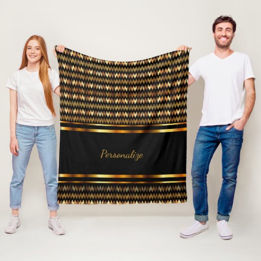 Gold Glitter & Black Chevron Fleece Deken (In situ)