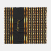Gold Glitter & Black Chevron Fleece Deken (Voorkant (Horizontaal))
