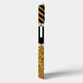 Gold Glitter Black Chevron Monogrammed Case-Mate iPhone Case (Achterkant / Rechts)