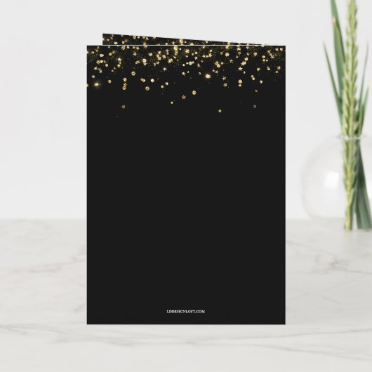 Gold Glitter Black confetti 60ste verjaardag progr Programma (Achterkant)