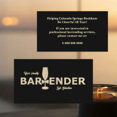 Gold Glitter & Black Event Bartender Visitekaartje