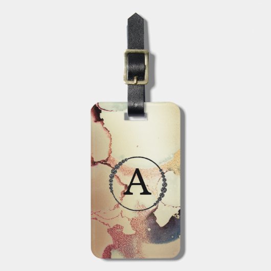 *~* Gold Glitter Black Initiaal Diamond Bling Bagagelabel (Voorkant verticaal)