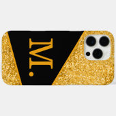 Gold Glitter Black Monogram Case-Mate iPhone Case (Achterkant (horizontaal))