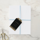Gold Glitter Black Name Merry kerst Cadeaulabel (Met Touw)