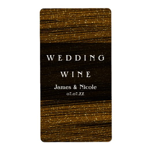 Gold Glitter & Black Sparkle Elegant Wine Labels (Voorkant)