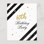 Gold Glitter Black Stripes 60e verjaardag (Achterkant)